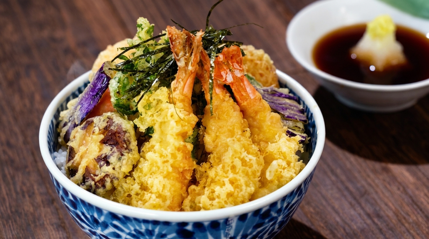 Klassisches japanisches Tempura Don (Tendon)