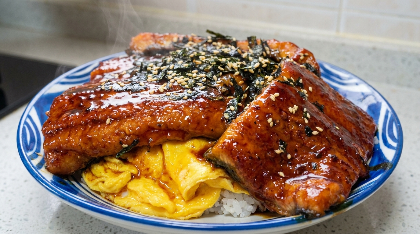 Einfache gegrillte Aal-Reisschale (Unagi Don)