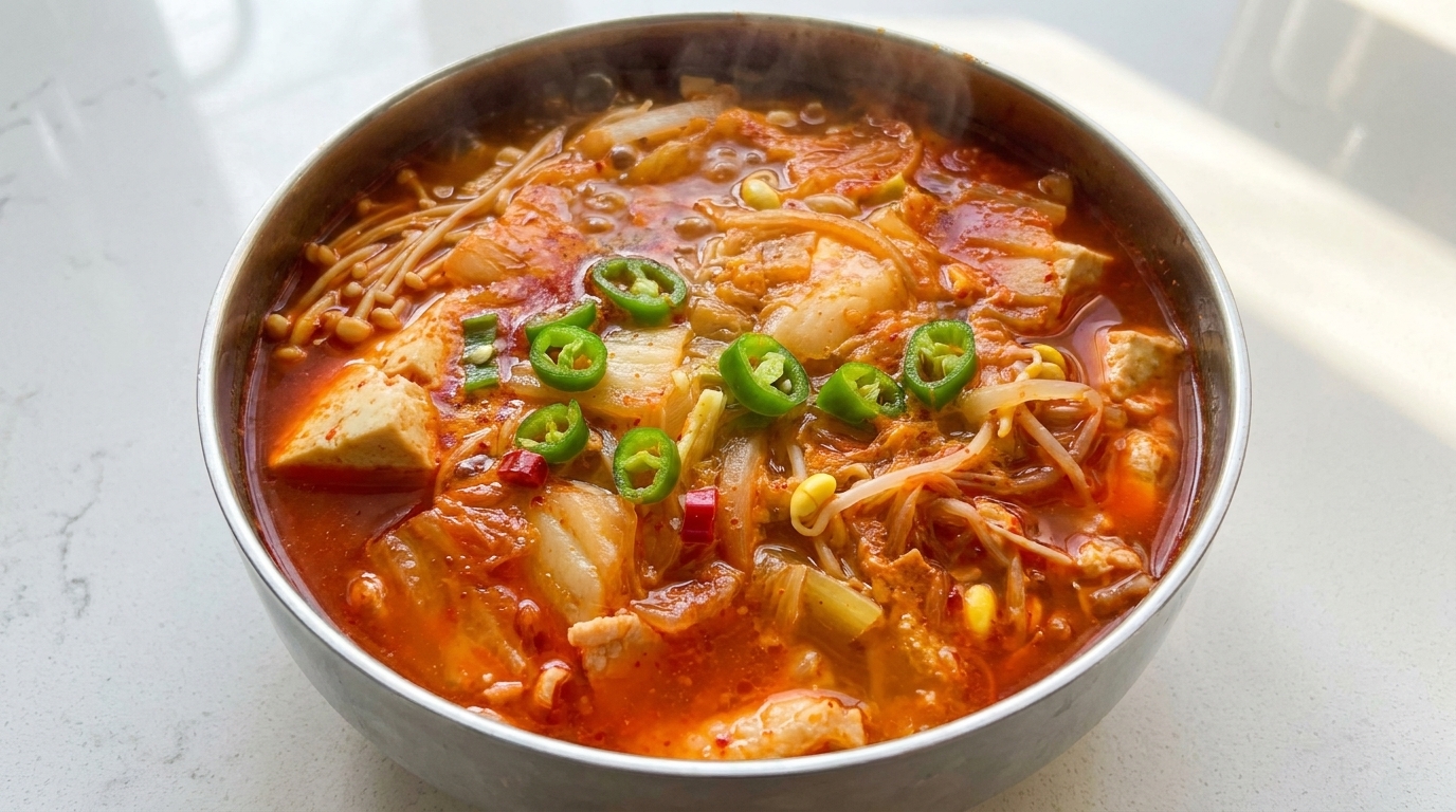 Würziger Kimchi-Tofu-Eintopf