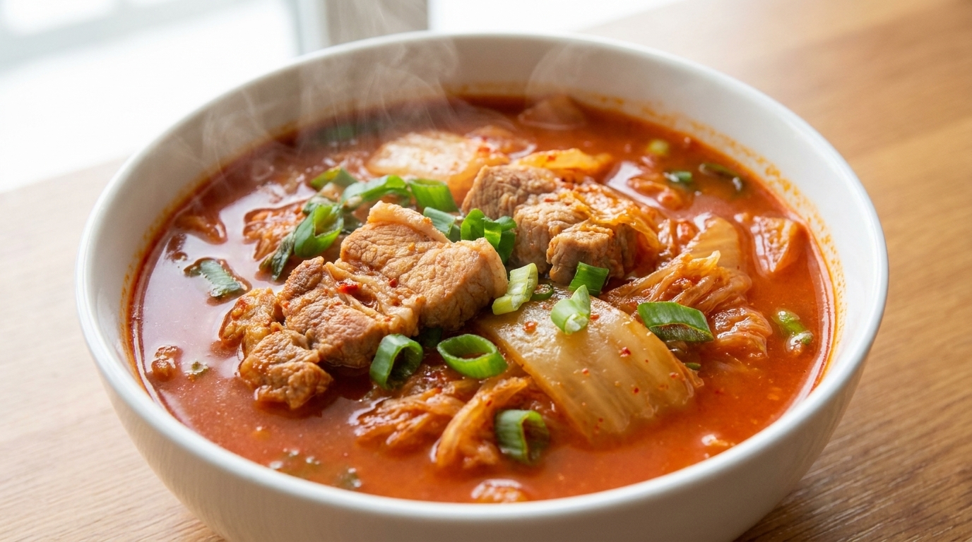 Klassisches koreanisches Kimchi Jjigae (Kimchi-Eintopf)