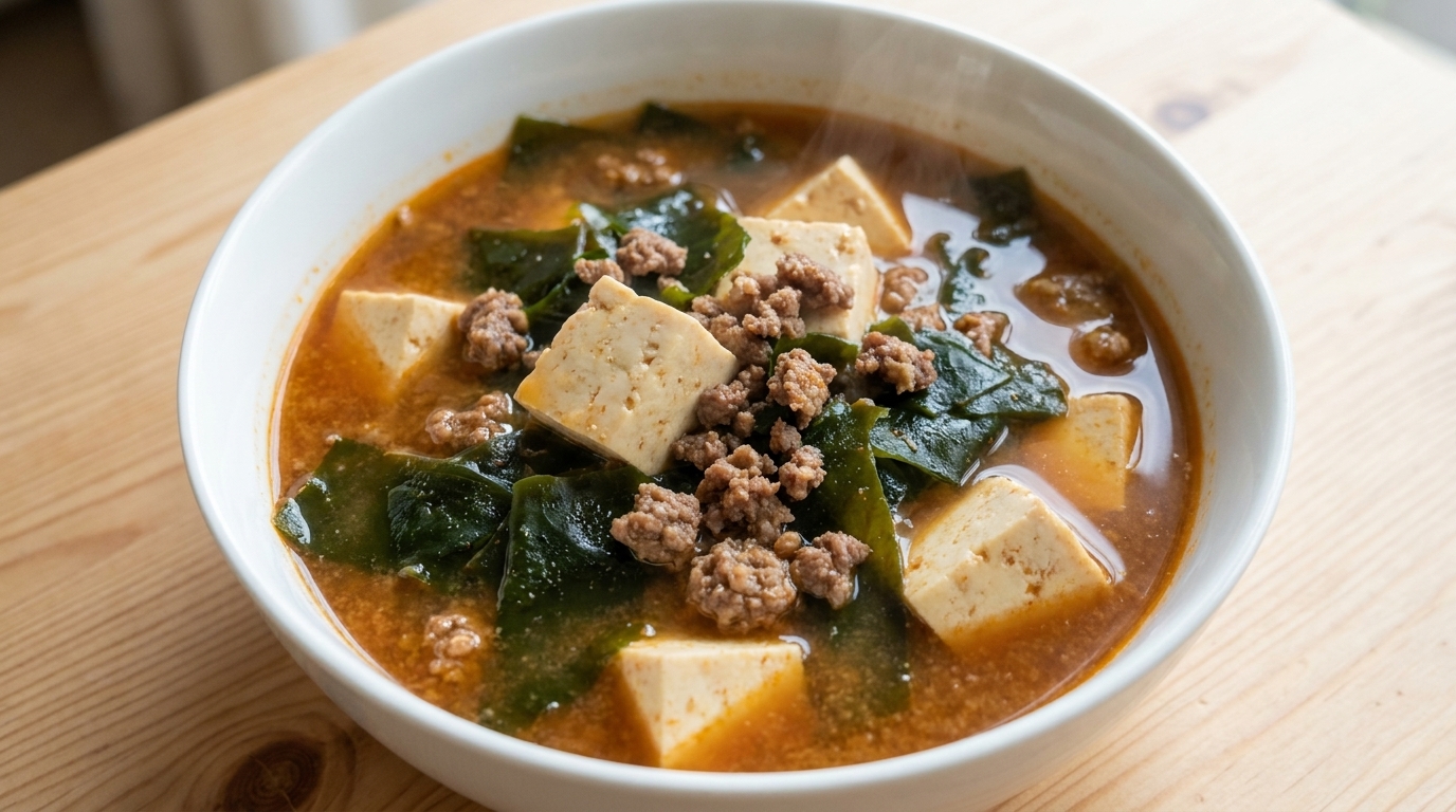 Herzhafte koreanische Sojabohnenpastensuppe (Doenjang-guk)