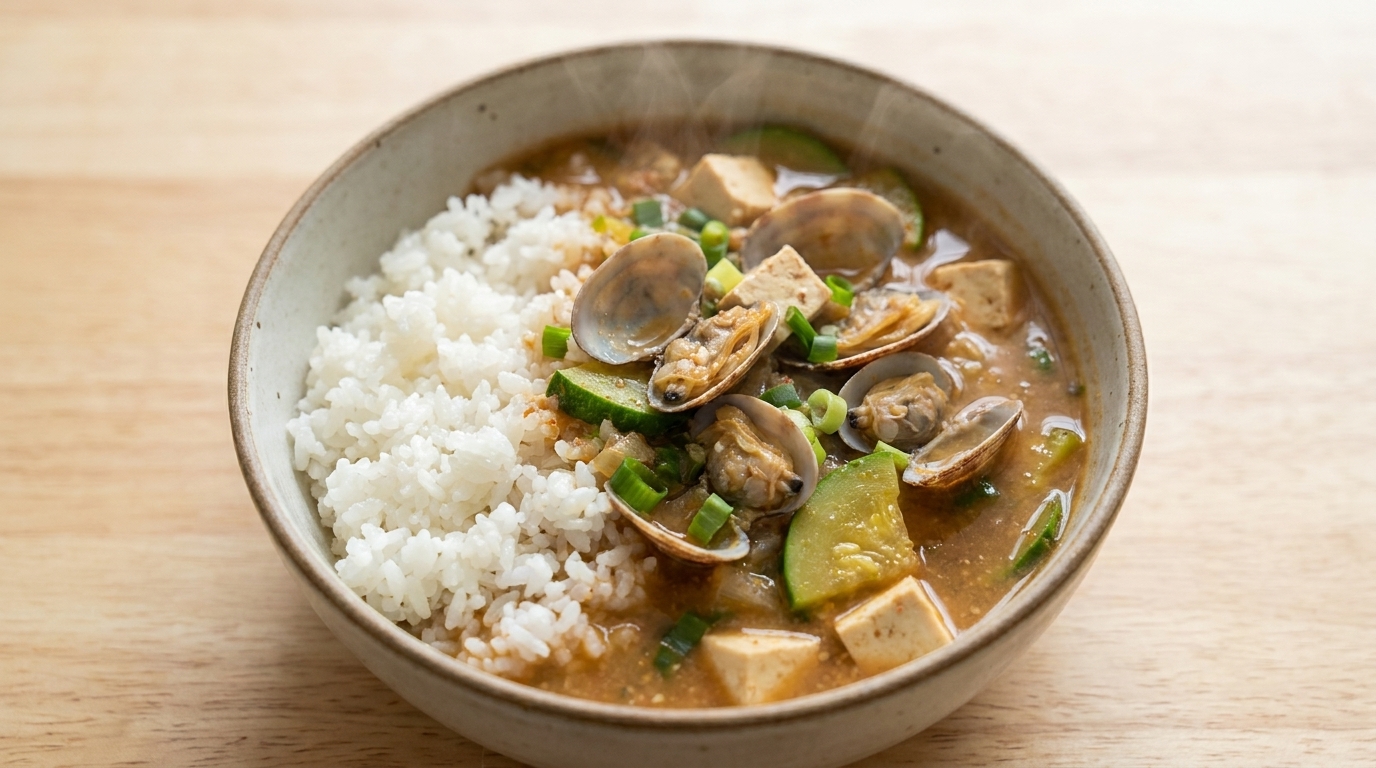 Korean Doenjang-jjigae (Sojabohnenpaste-Eintopf)