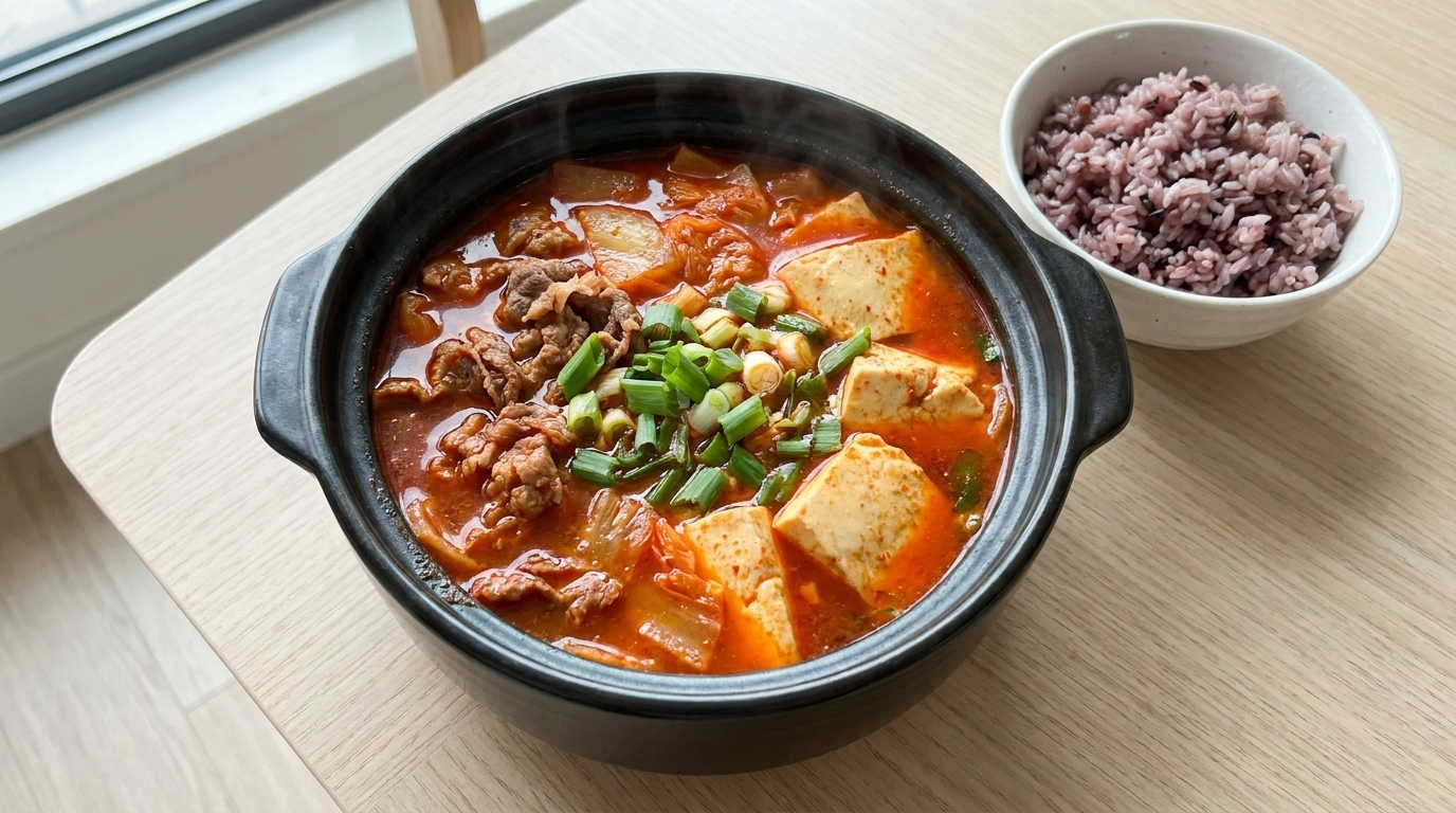Kalorienarmer koreanischer Tofu-Eintopf