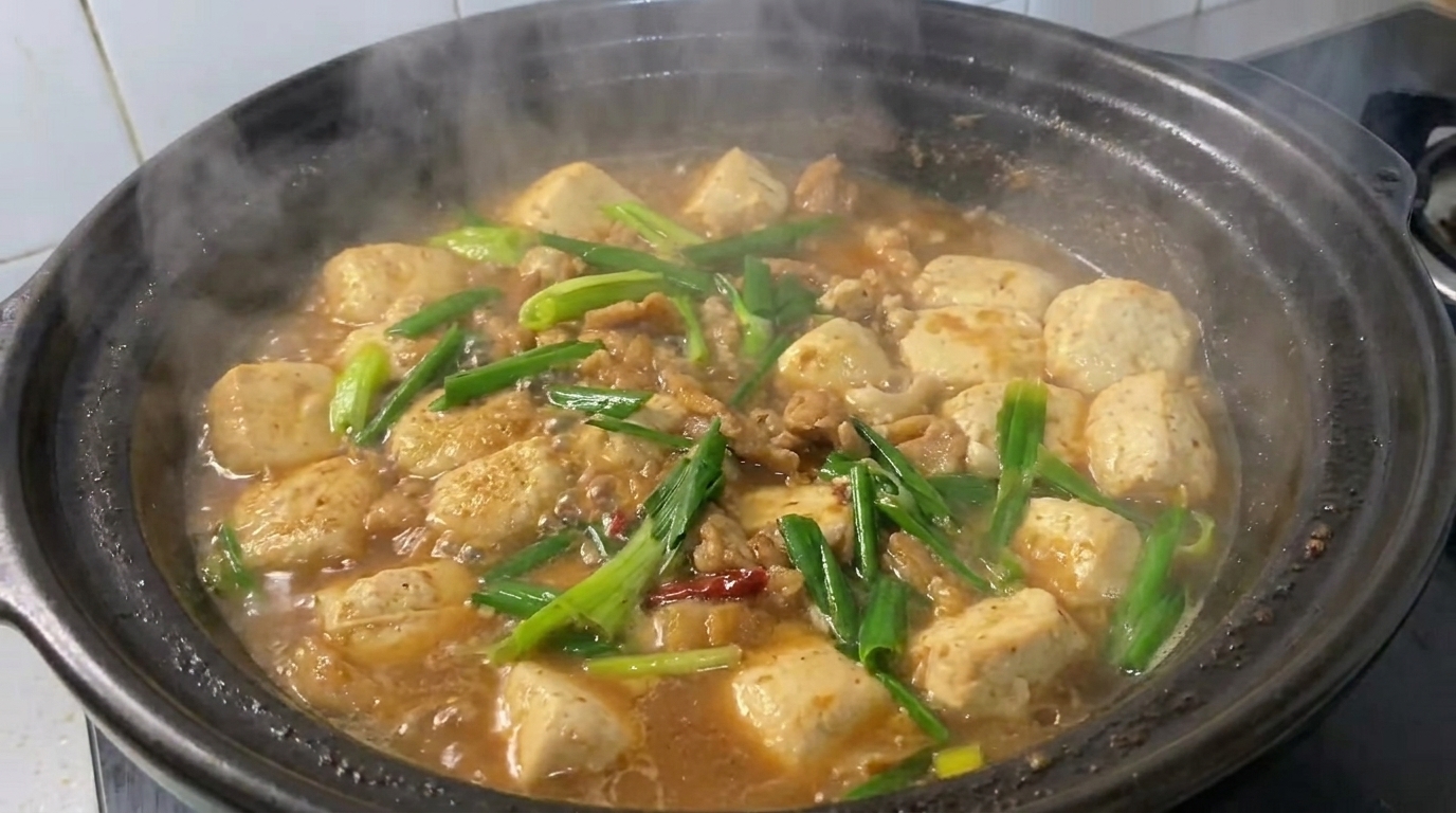 Geschmorter Stinky Tofu mit Schweinebauch