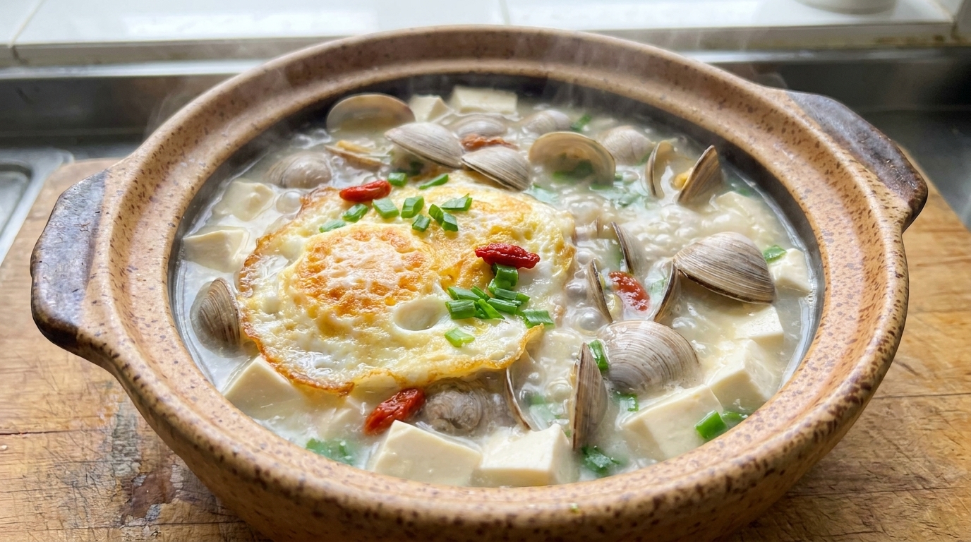 Muschel-Tofu-Suppe mit Ei