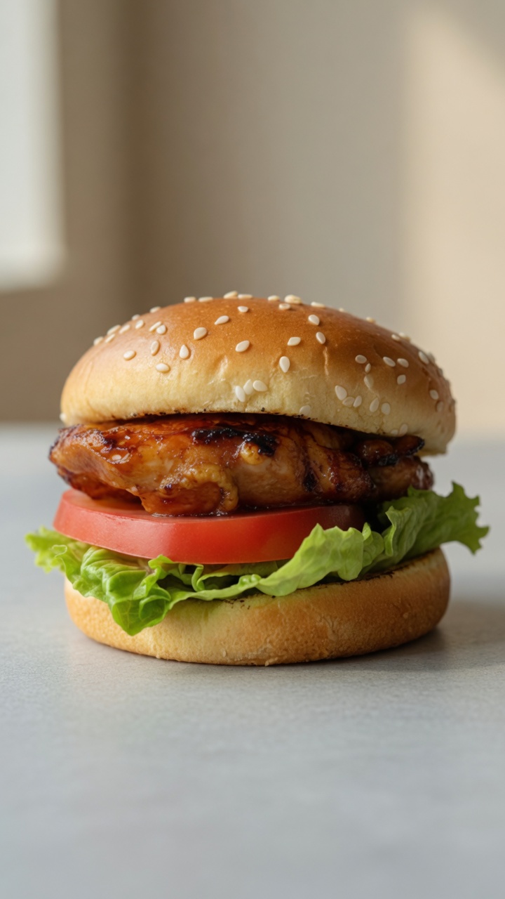 Herzhafter Teriyaki-Hähnchen-Burger