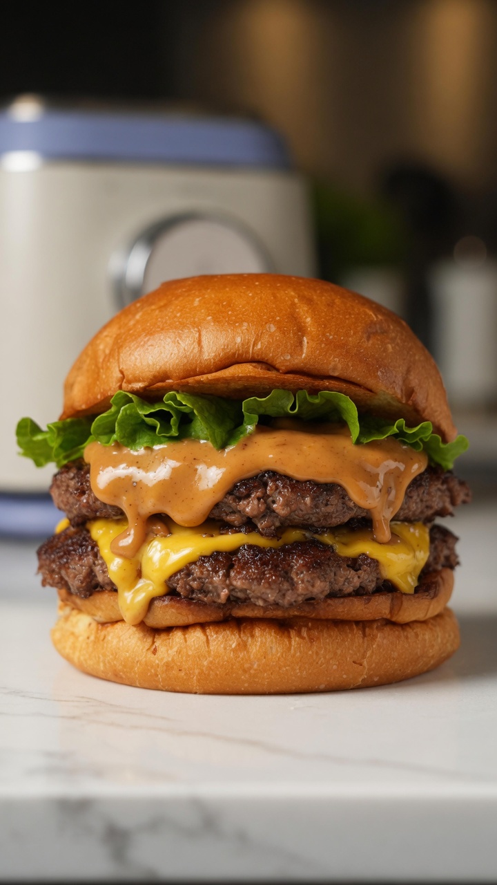 Hausgemachter Peanut-Butter-Doppel-Beef-Burger
