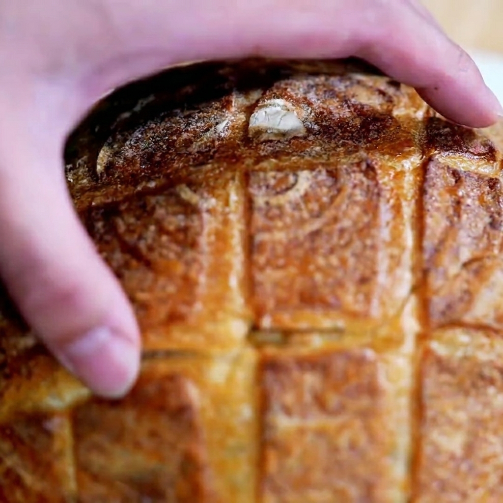 Ein Löffel Mehl wird in die Pfanne mit gebratenem Speck und gewürfeltem Gemüse gegeben.