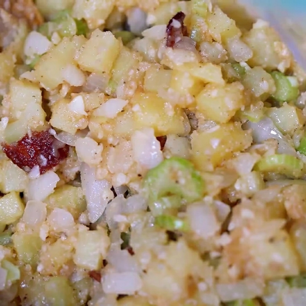 Sahne wird in die Pfanne zur Gemüse-Speck-Mischung gegossen.