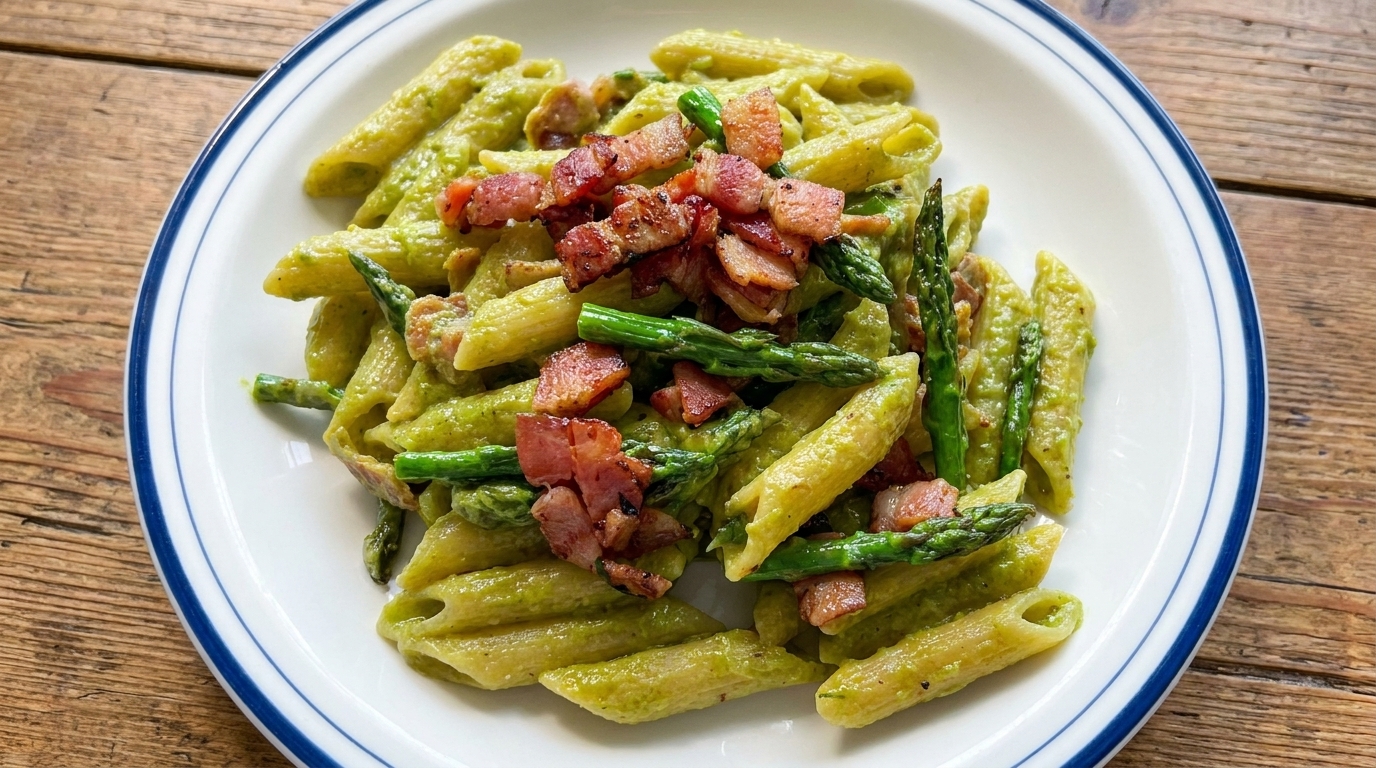 Cremige Spargel-Pancetta-Pasta