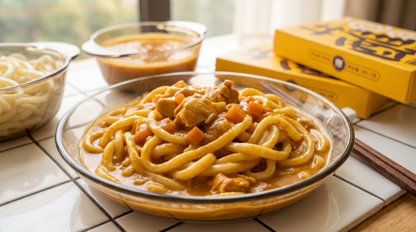 Schnelle Käse-Hähnchen-Curry-Dippnudeln