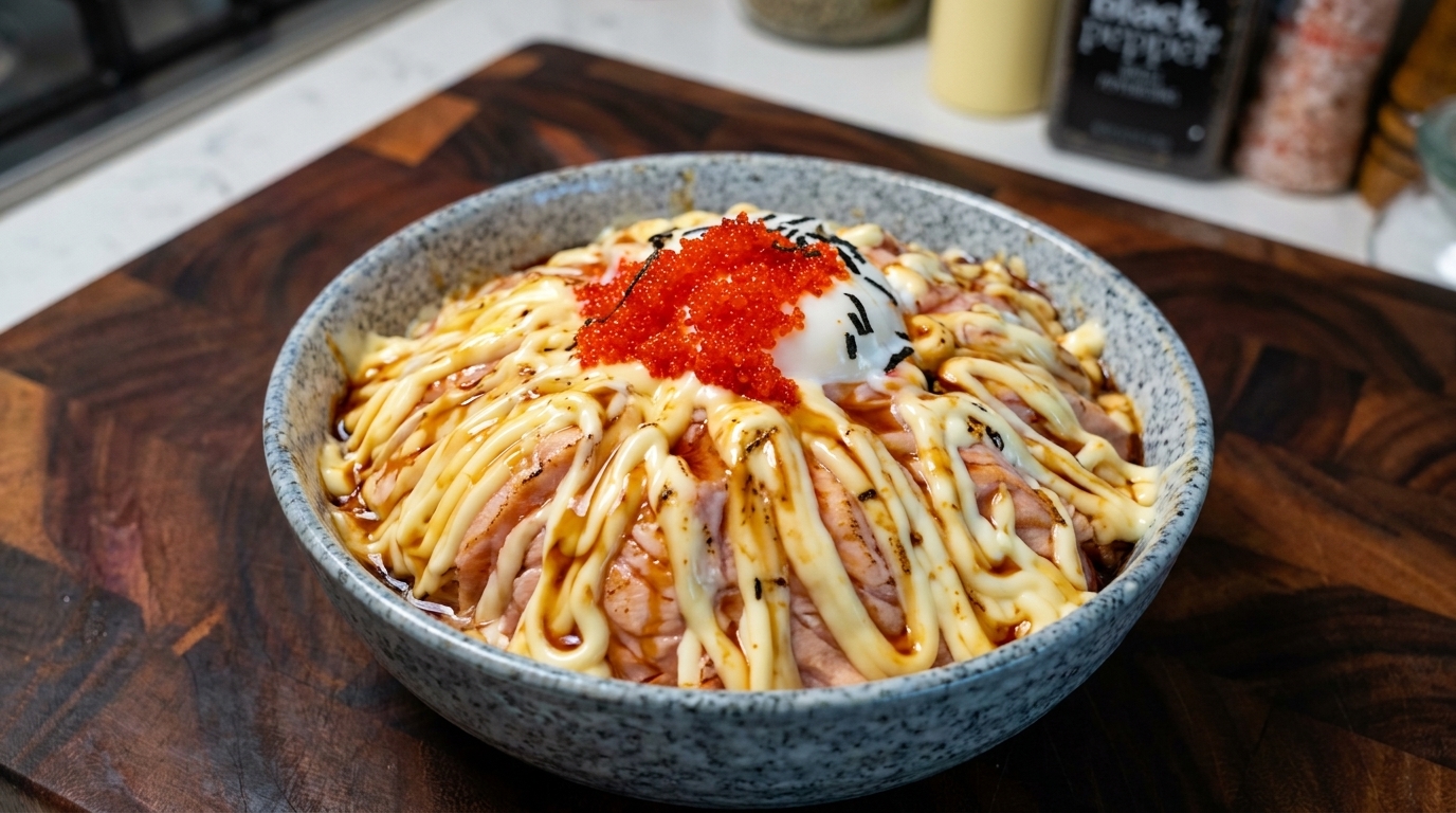 Flambierte Lachs Rice Bowl (Aburi Lachs Don)