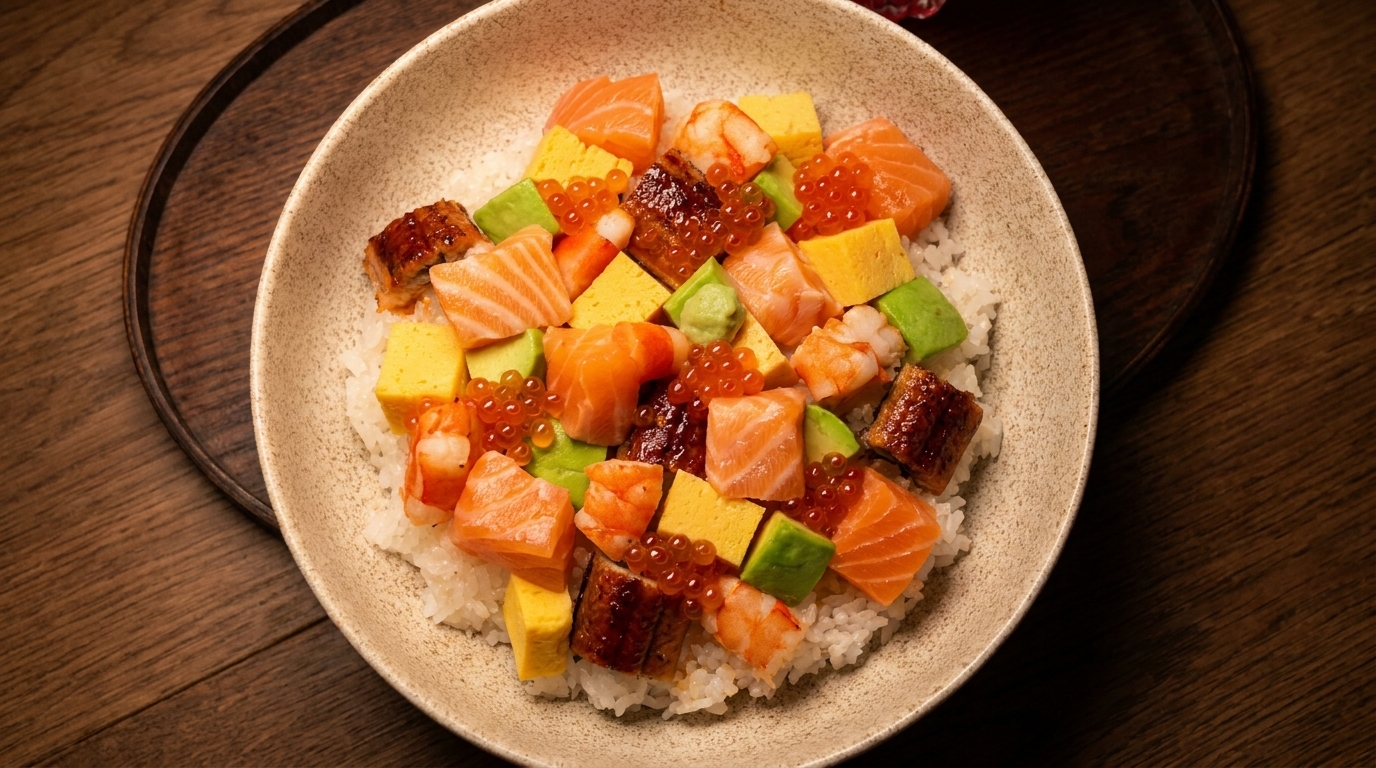 Klassische Edomae Chirashi Sushi Bowl
