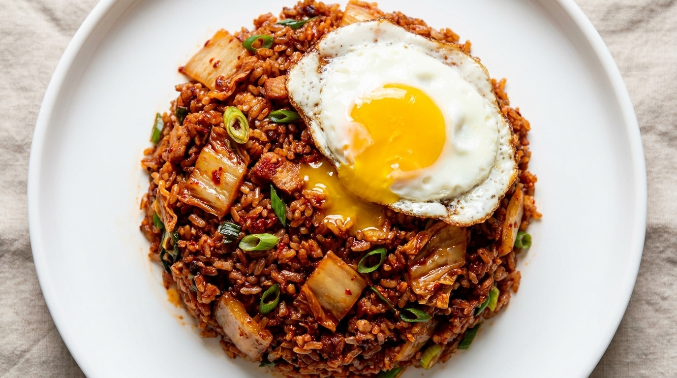 Klassischer koreanischer Kimchi-Bratreis (Kimchi Bokkeumbap)