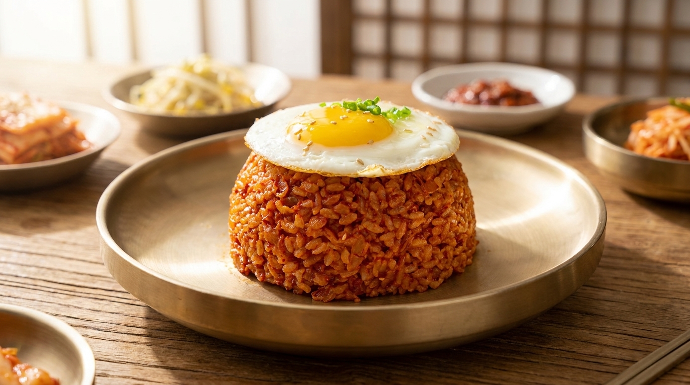 Klassischer koreanischer Kimchi-Reis (Kimchi Bokkeumbap)
