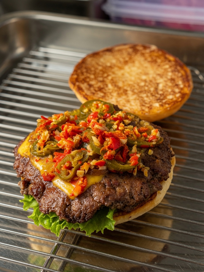 Scharfer Chili-Beef-Burger