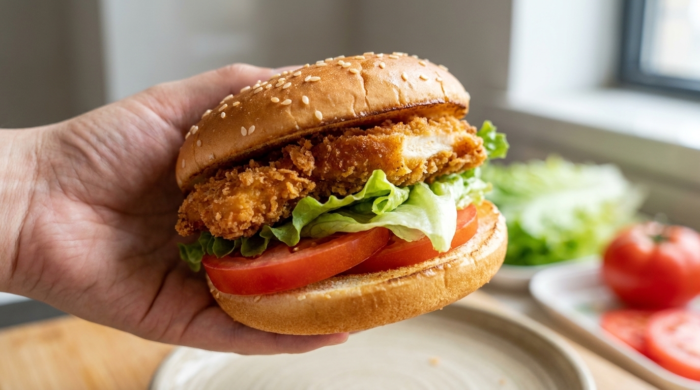 Hausgemachter knuspriger Hähnchenburger