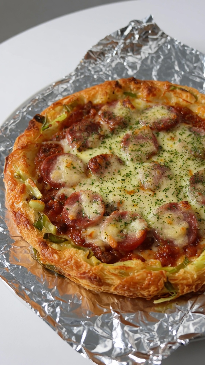 Knusprige Frühlingszwiebel-Pfannkuchen-Pizza