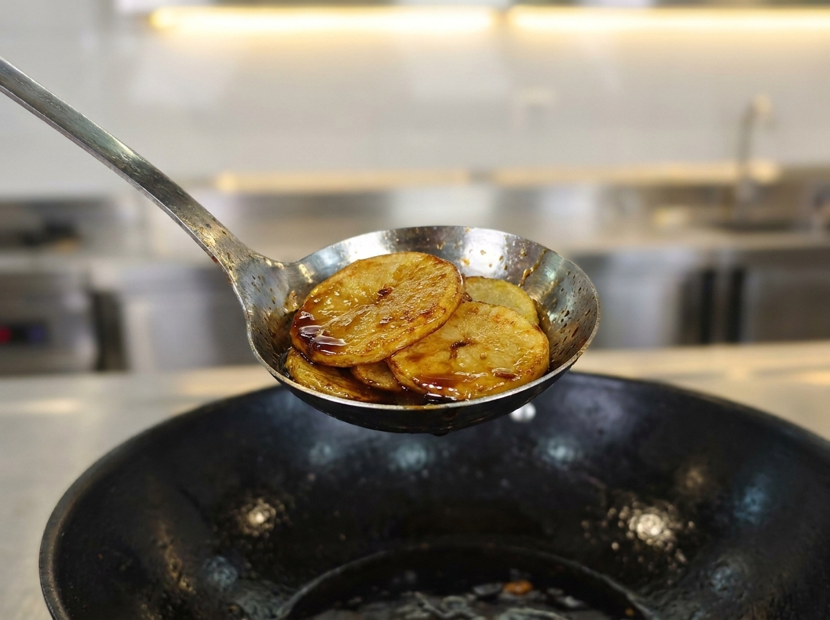 Ingwer und Knoblauchpaste werden im heißen Wok gebraten.