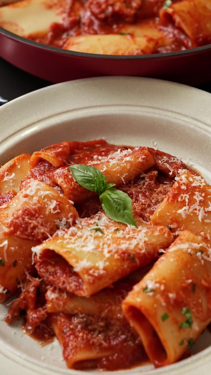 Knoblauch-Tomaten-Pasta mit knusprigem Speck