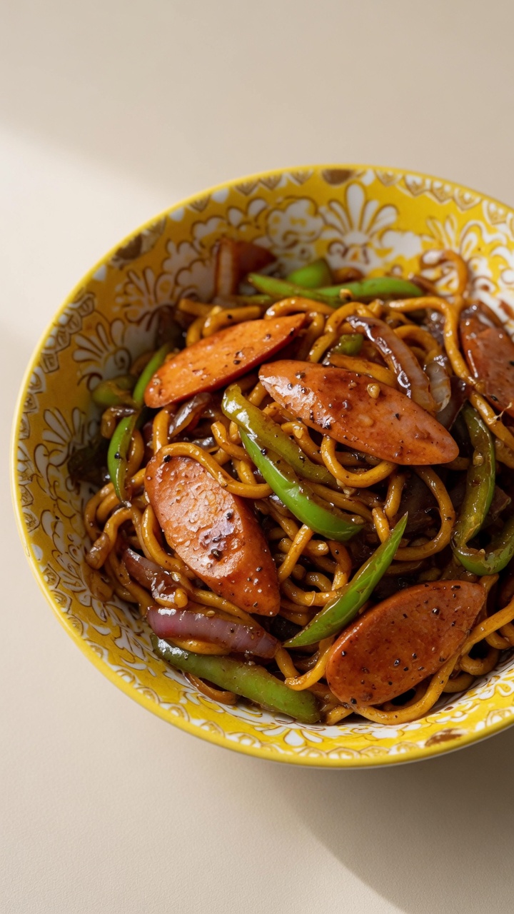 Würzige Black-Pepper-Nudeln mit Schinken