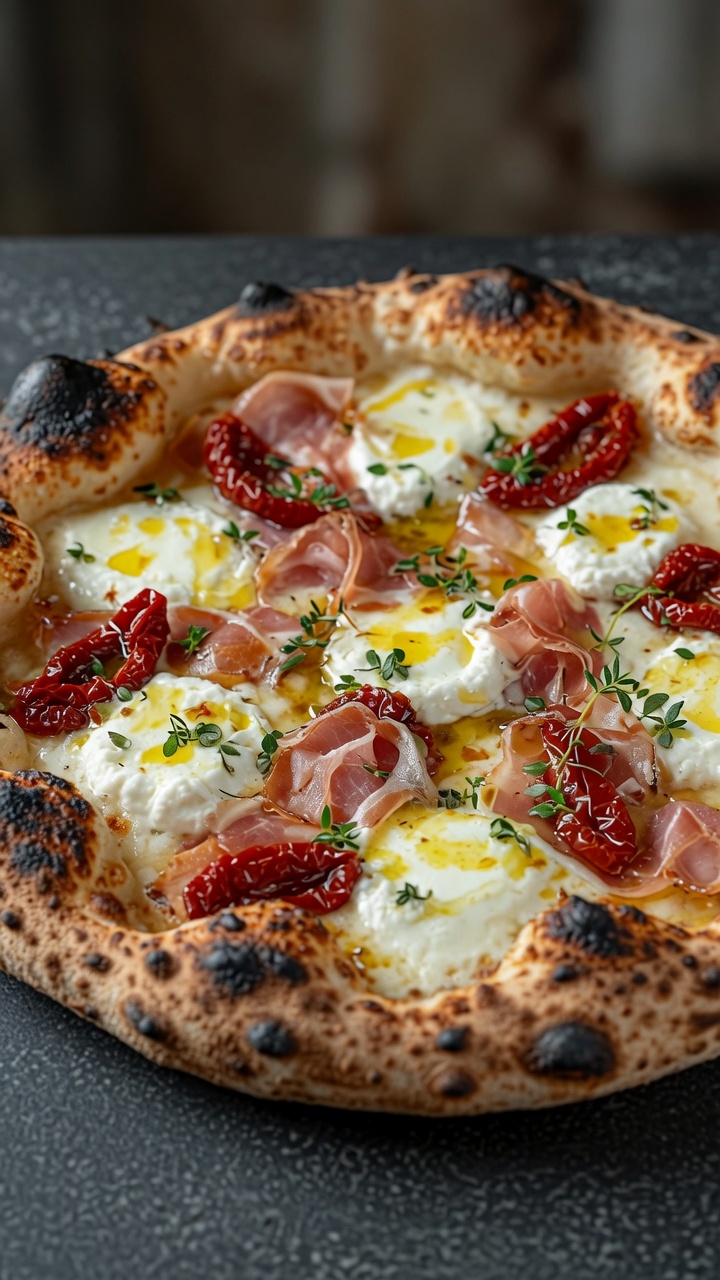 Authentische italienische Pizza mit Ziegenkäse & Pancetta