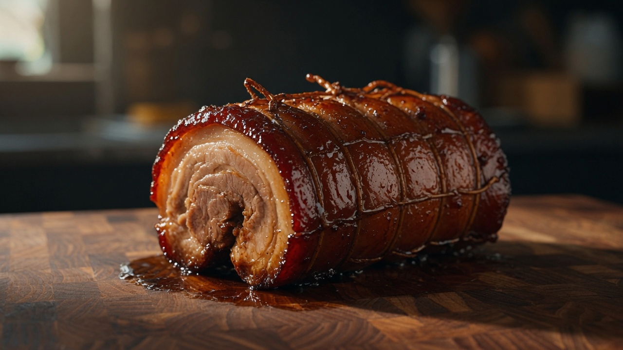 Authentisches japanisches Chashu (gerollter Schweinebauch)