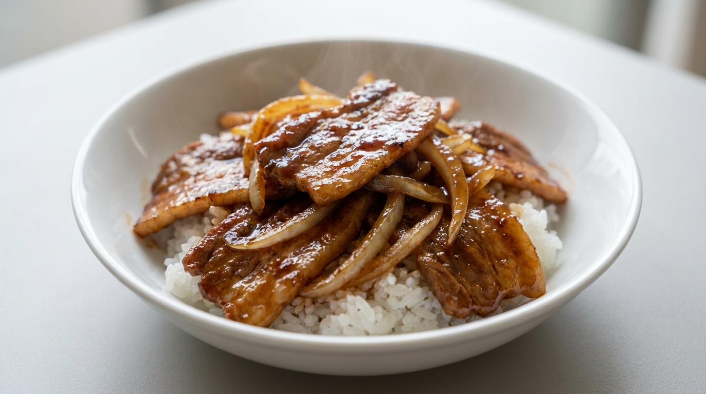 Butadon: Japanische Schweinebauch-Reisschale