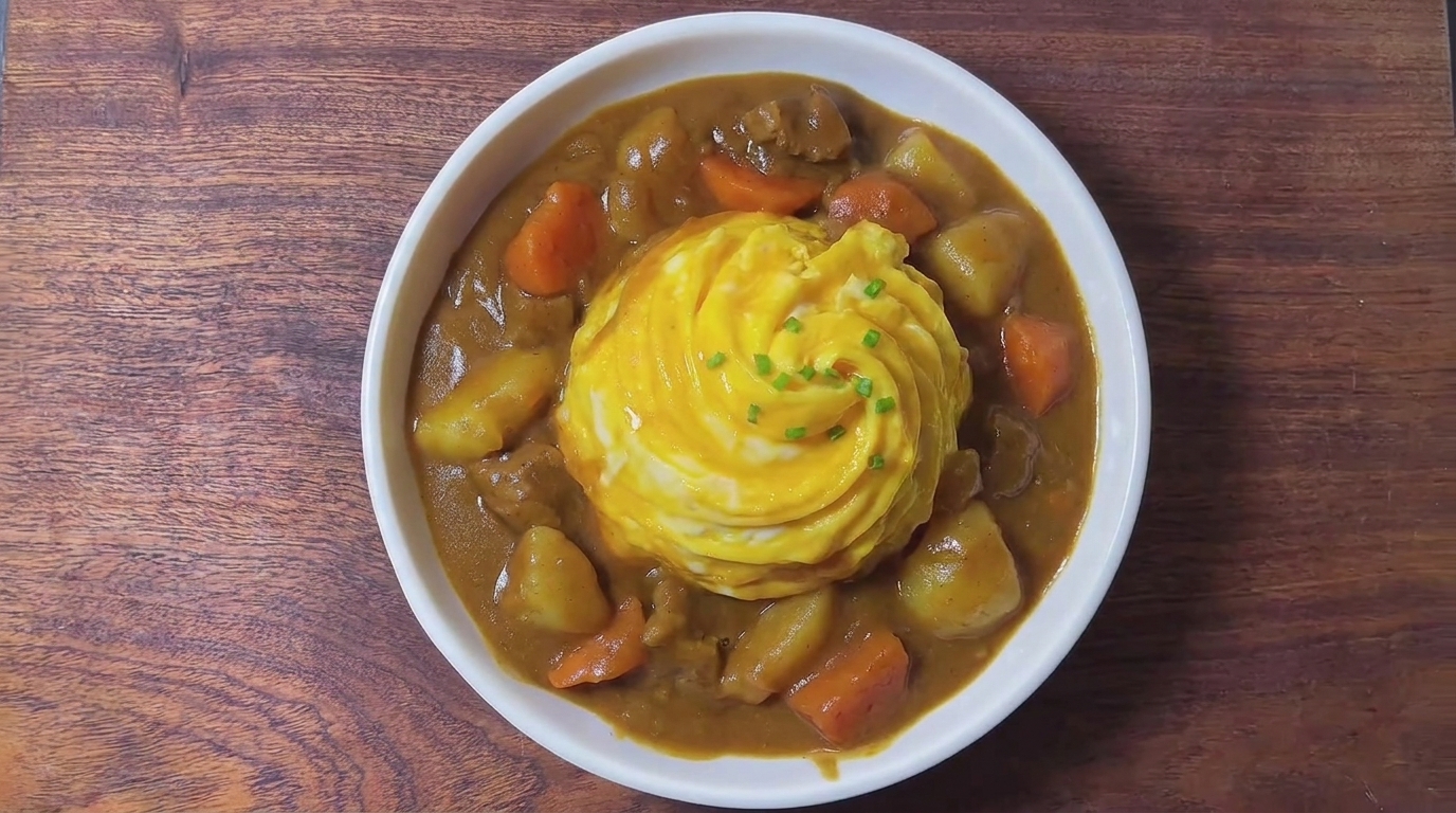 Japanisches Curry mit fluffigem Wirbel-Omelett
