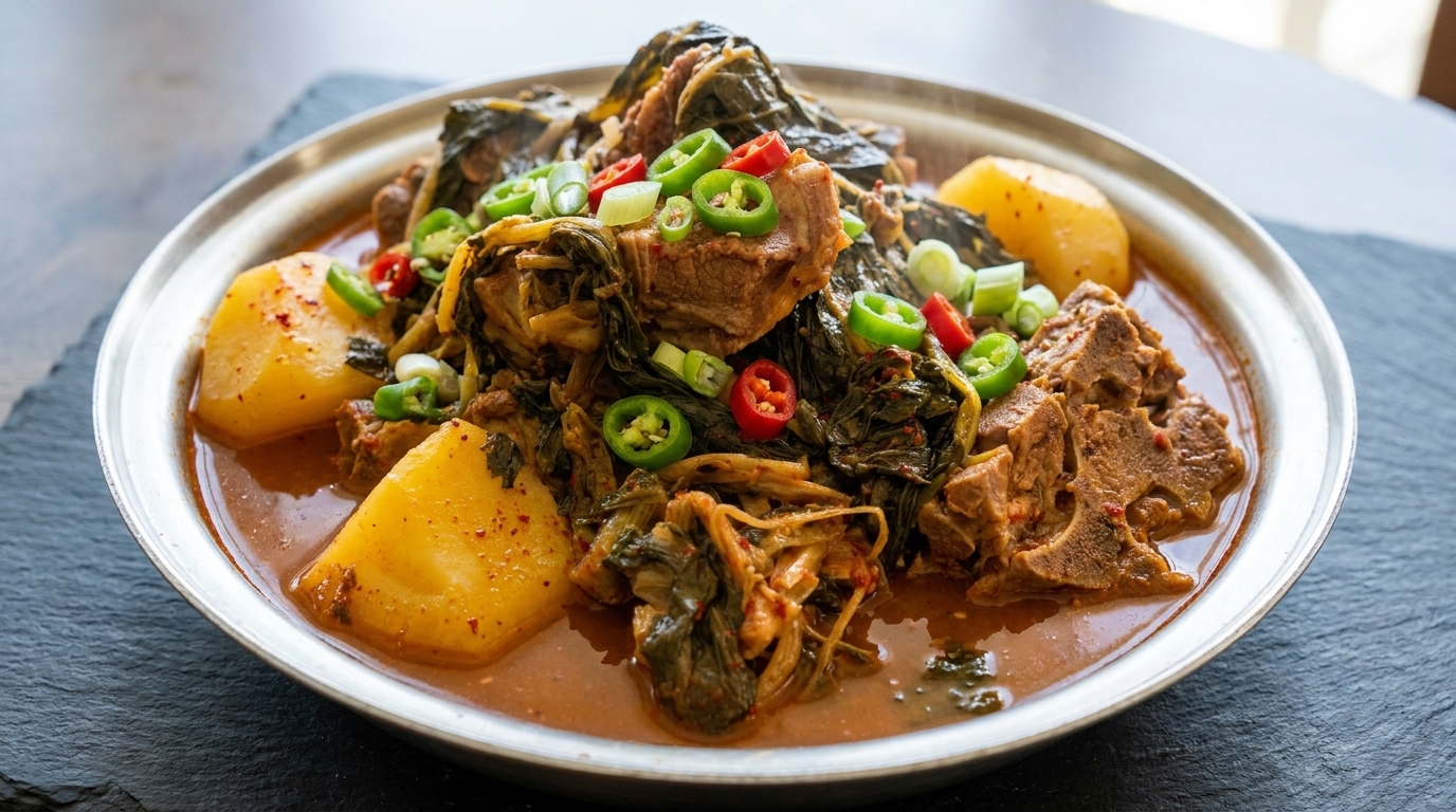 Traditionelle koreanische Schweineknochensuppe (Gamjatang)