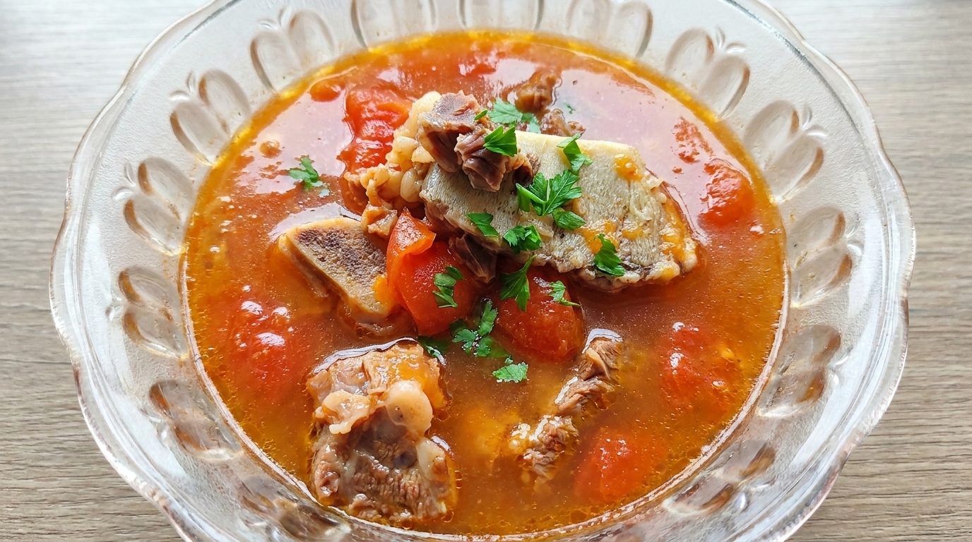 Nährende Tomaten-Rinderrippchen-Suppe