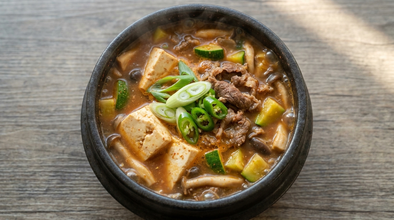 Authentischer Koreanischer Doenjang-jjigae (Sojabohnenpasten-Eintopf)