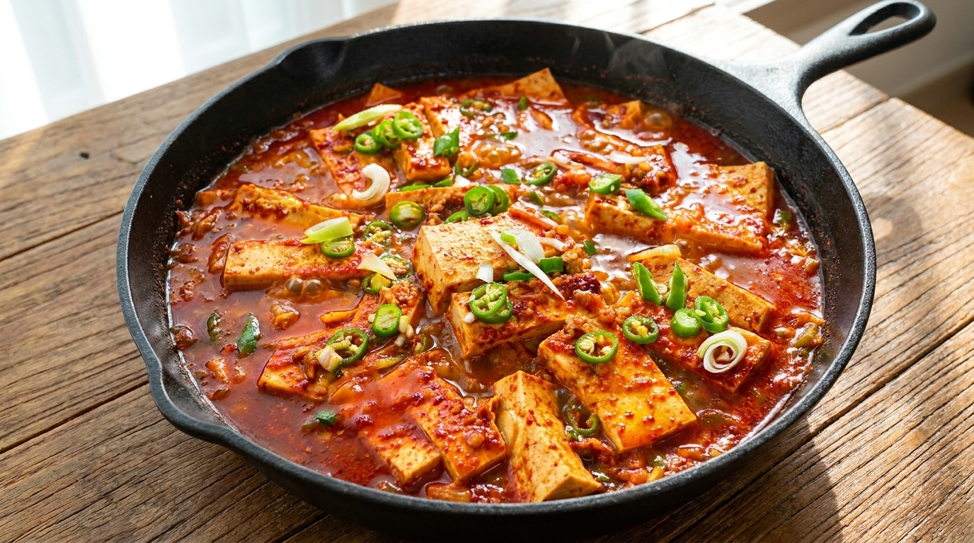 Koreanischer scharf geschmorter Tofu (Dubu-Jorim)