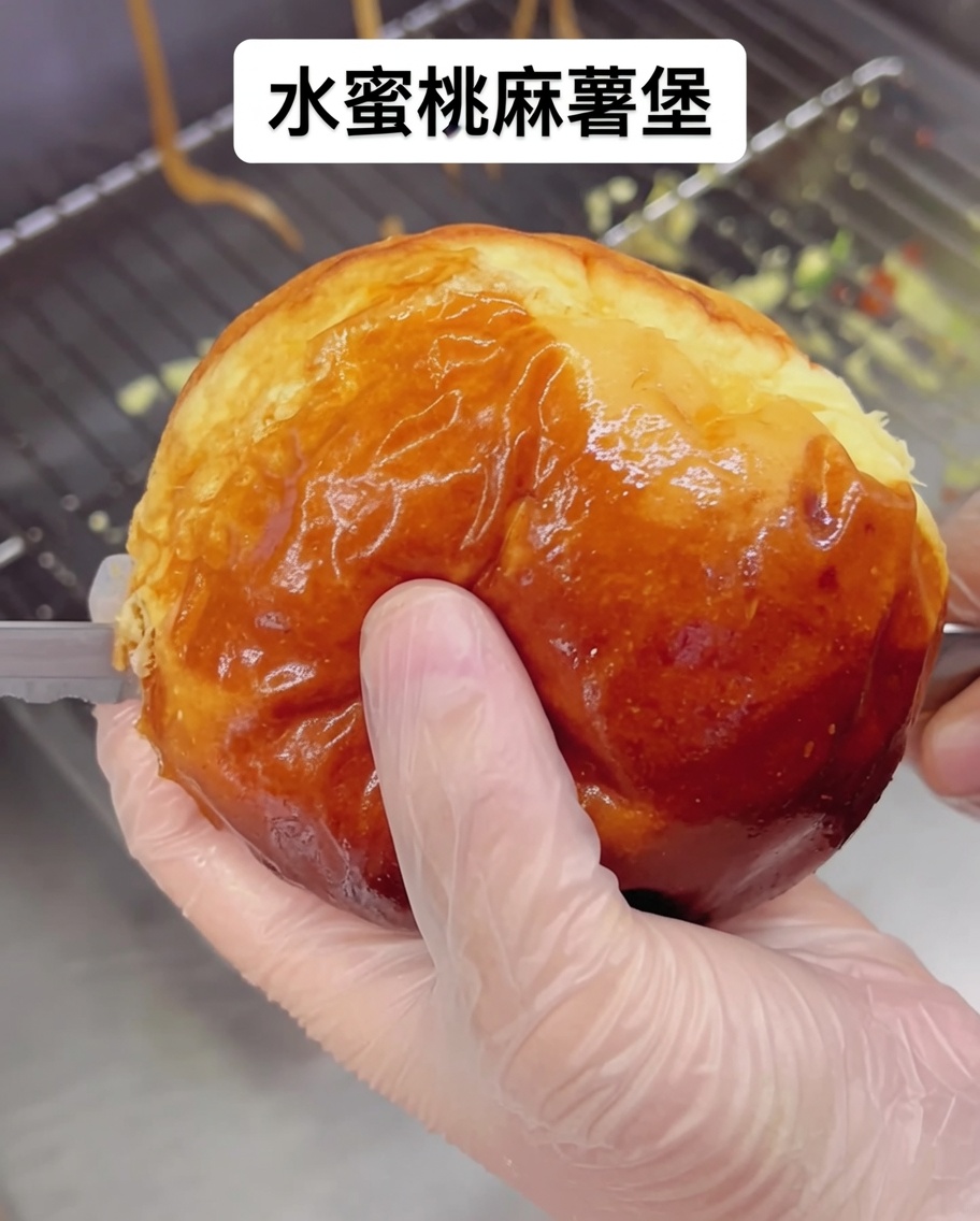 Rohe Rindfleisch-Patties und Burger-Brötchen zusammen auf einer heißen Grillplatte.