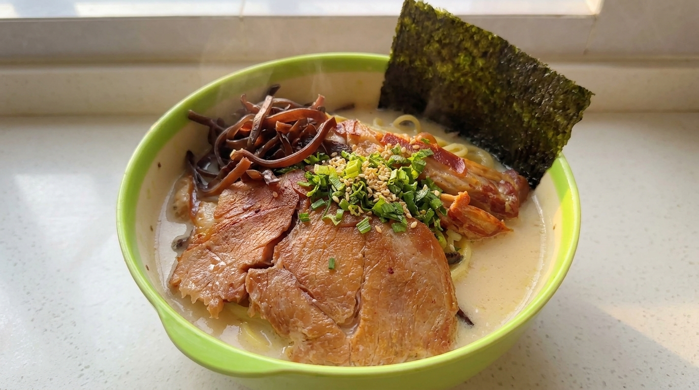 Cremiges Tonkotsu Ramen mit Chashu-Schwein
