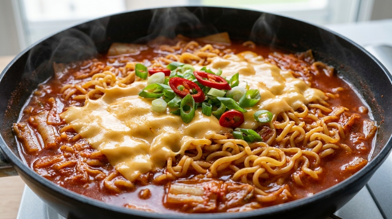 Käsiges koreanisches Kimchi-Ramen