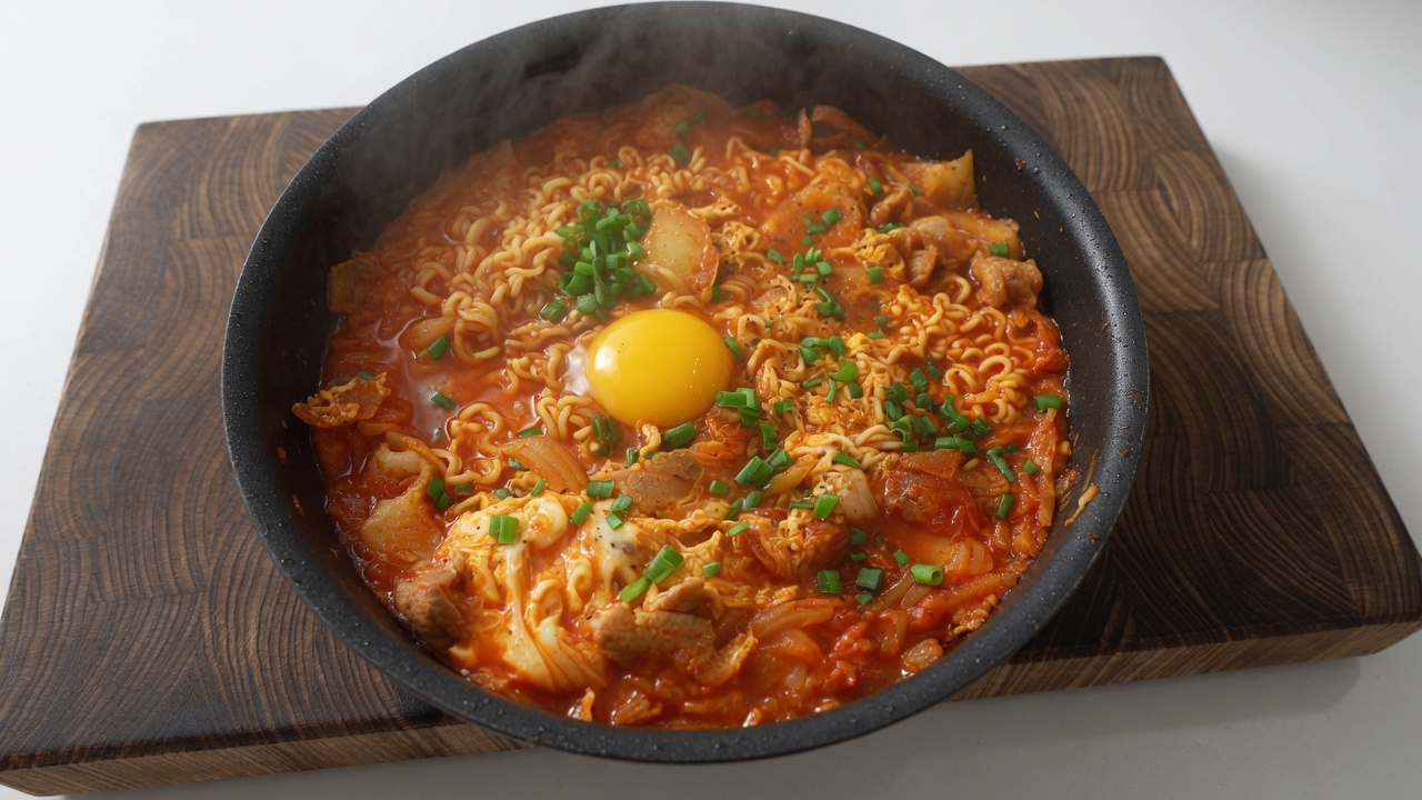 Würzige Schweinefleisch-Kimchi-Ramen