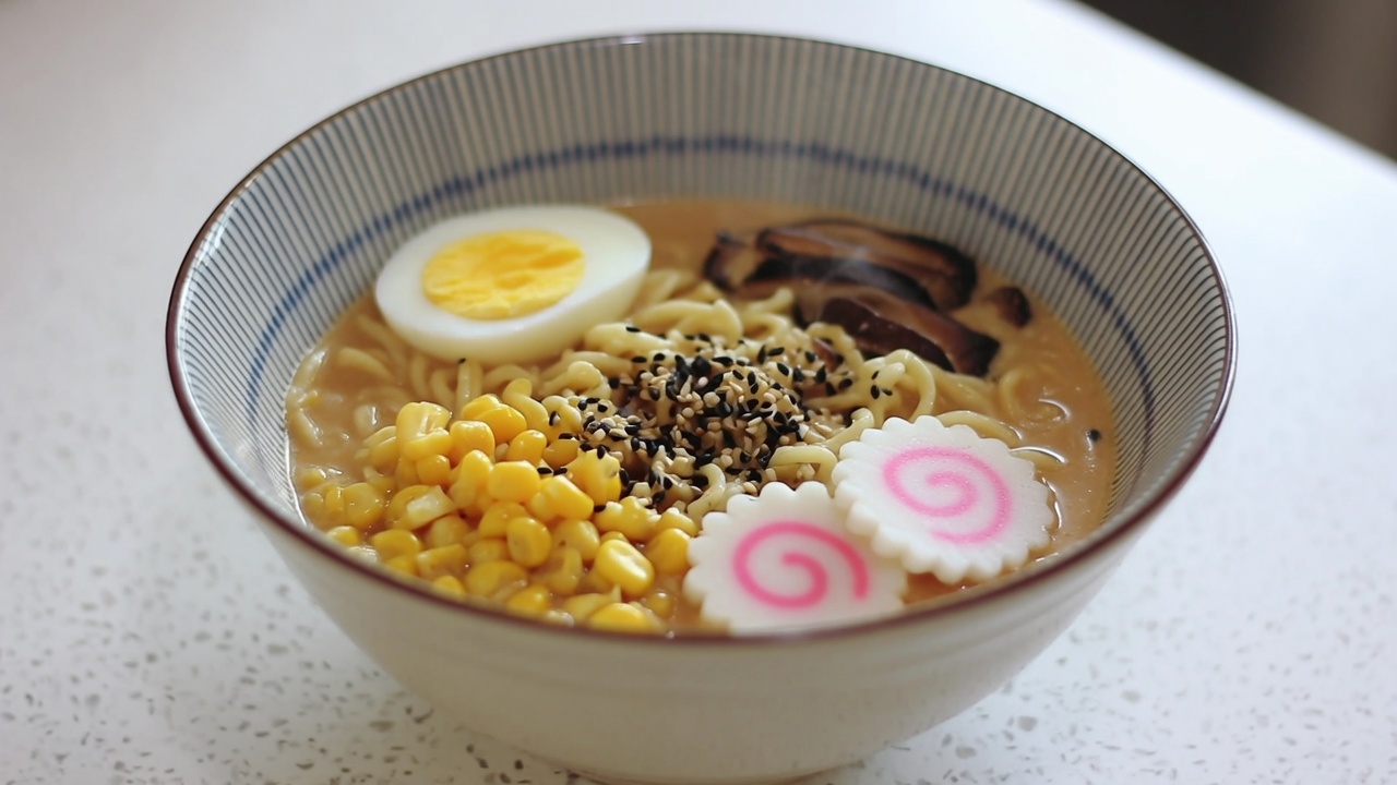 Cremige Miso-Ramen mit Shiitake und Narutomaki