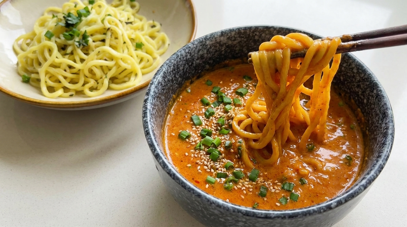 Japanische Miso-Dipping-Nudeln (Tsukemen-Stil)