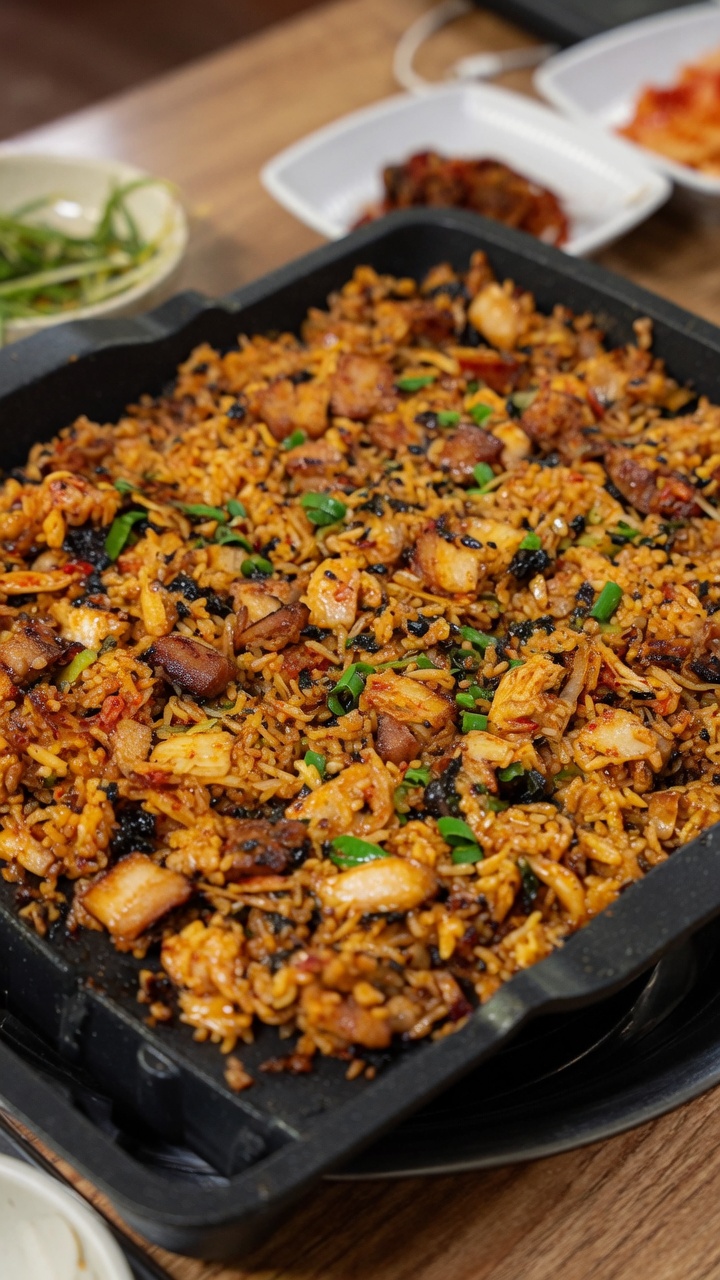 Koreanischer gebratener Schweinebauch mit Reis (Dwaeji-gogi Bokkeumbap)