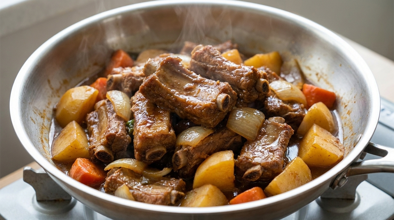 Traditionelles koreanisches geschmortes Schweinerippchen (Dwaeji-galbi-jjim)