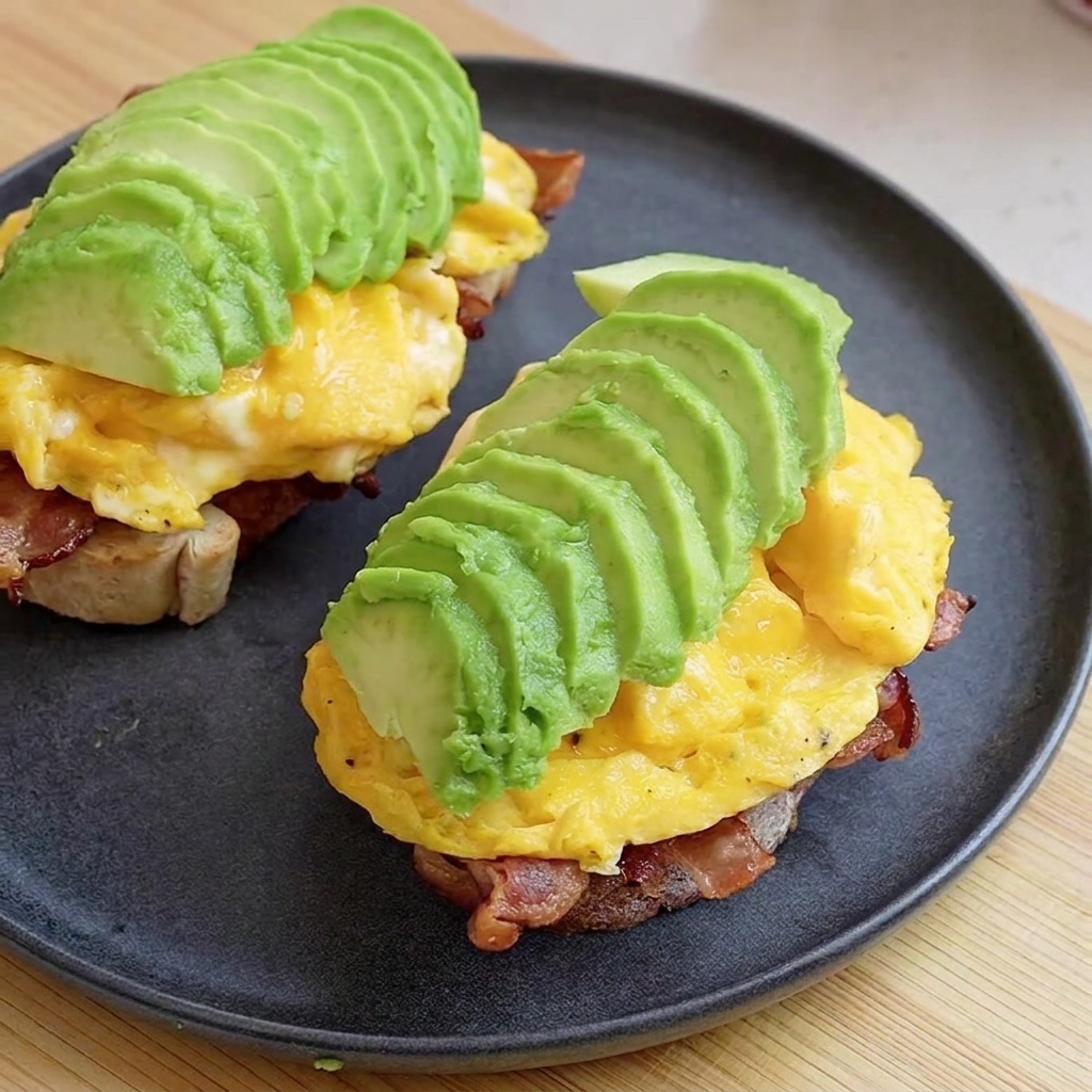 Frisch gemahlener schwarzer Pfeffer und Gewürze werden auf ein belegtes Avocado-Eier-Sandwich gestreut.