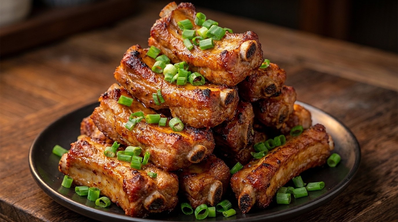 Knusprige Schweinerippchen aus der Heißluftfritteuse mit Knoblauch