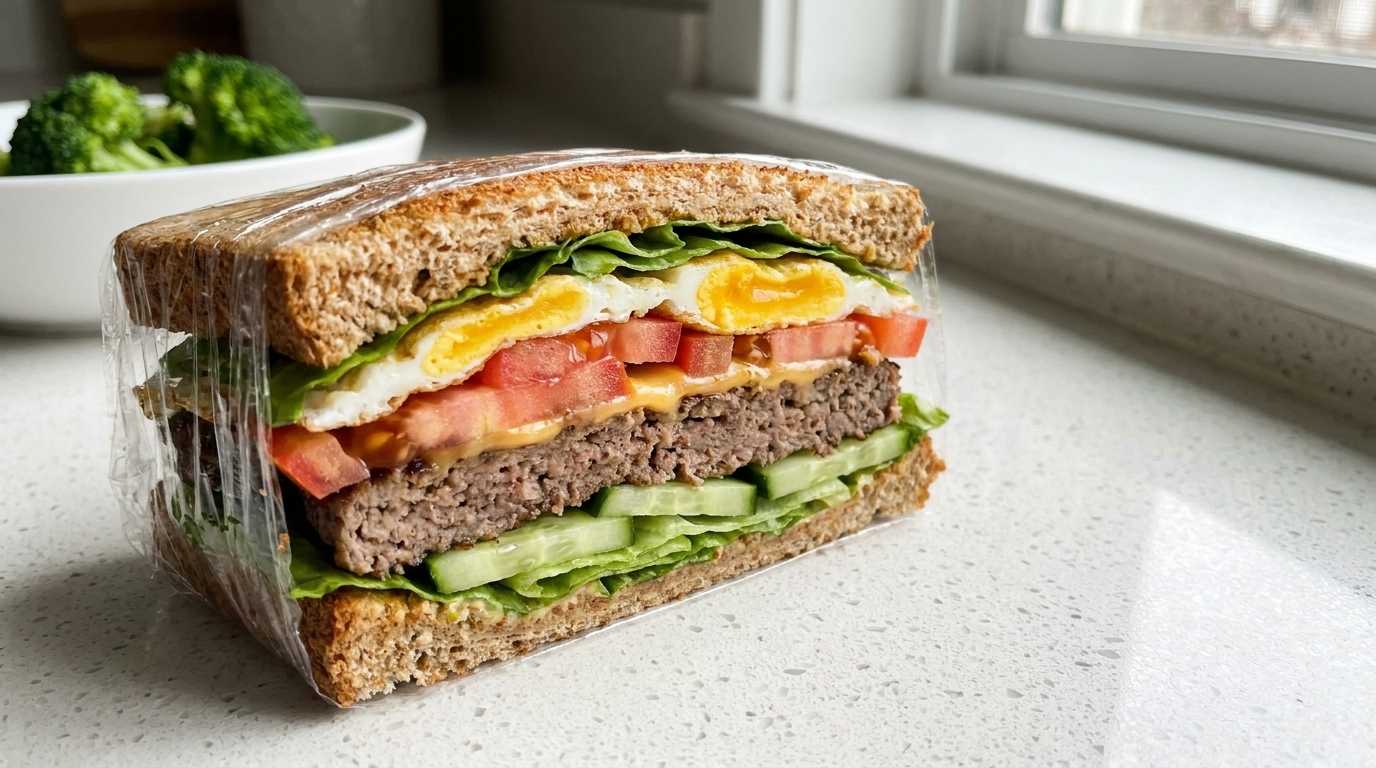 Das ultimative kalorienarme Rindfleisch-Ei-Sandwich