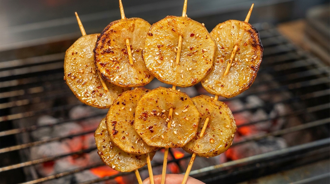 Streetfood-Style Gegrillte Kartoffelscheiben