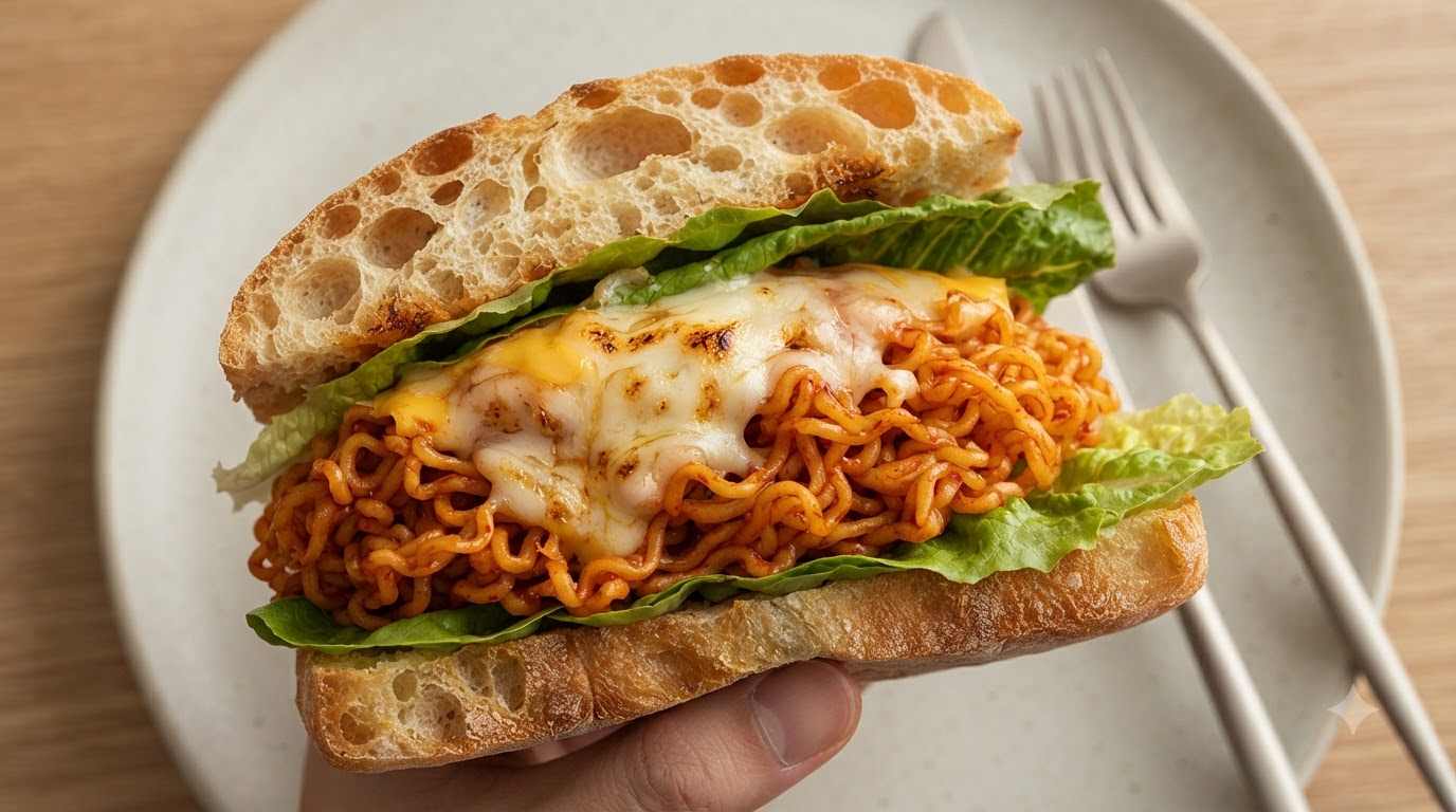 Käse-Buldak-Feuernudel-Ciabatta