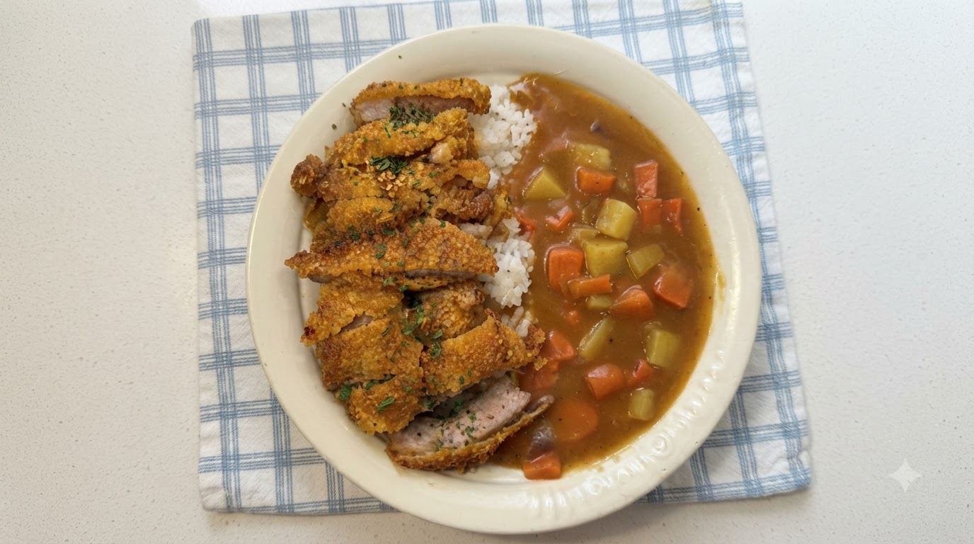 Knuspriges Schnitzel Curry Reis