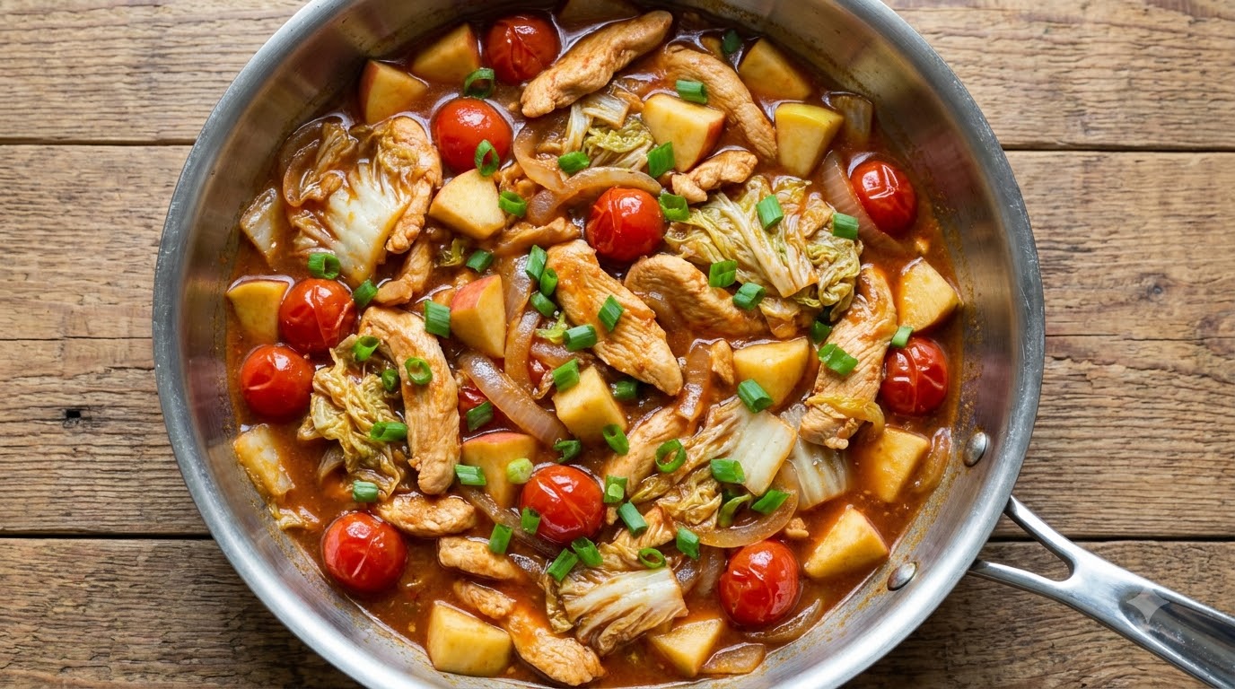 Fettarmes One-Pot Hähnchen-Gemüse-Pfannengericht