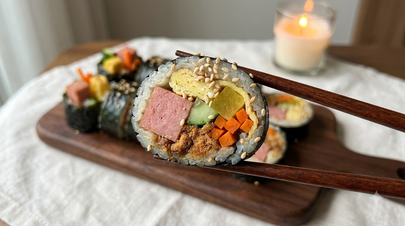 Klassische koreanische Seetang-Reisrollen (Gimbap)