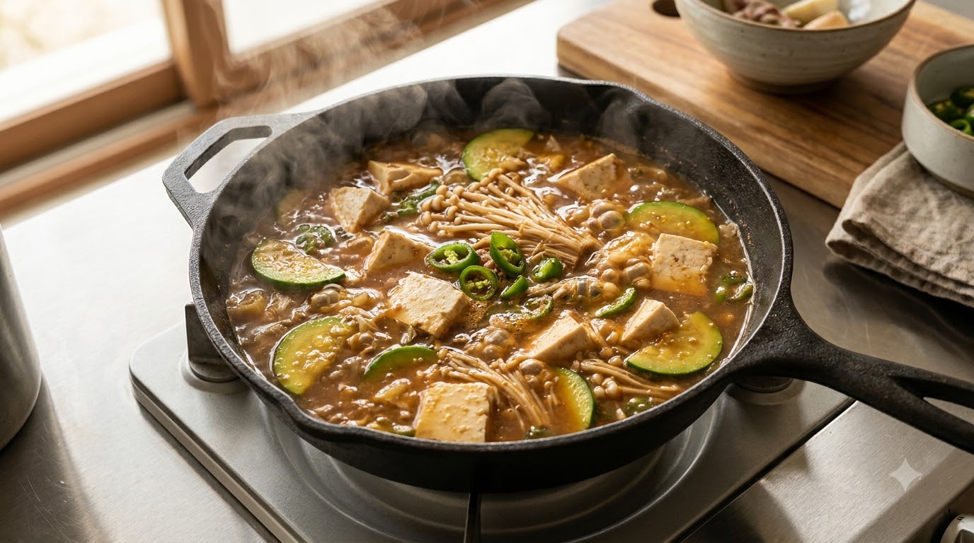 Authentischer Koreanischer Sojabohnenpaste-Eintopf (Doenjang-jjigae)